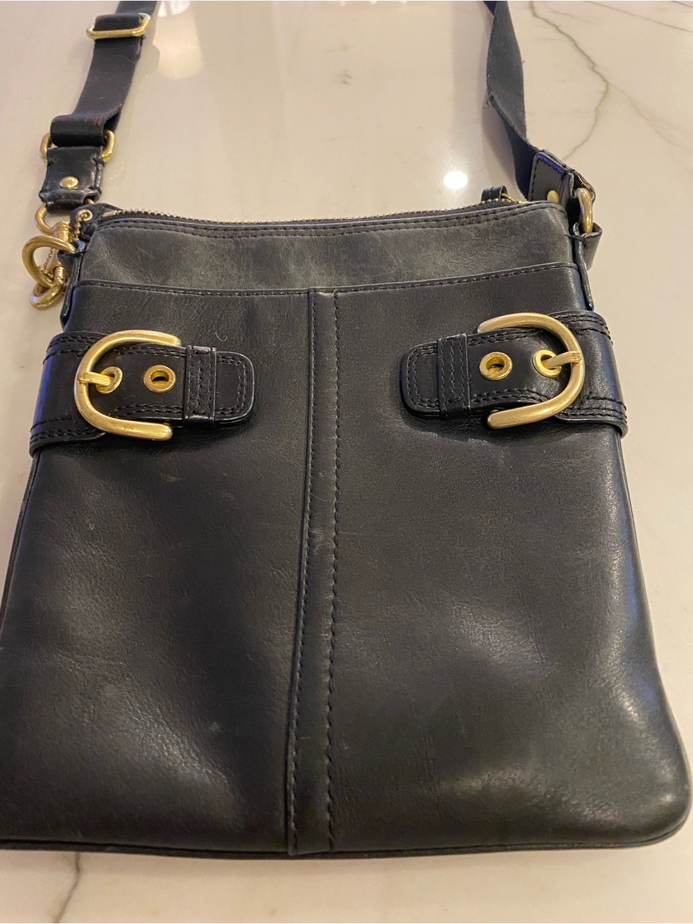 Coach Genuine Black Leather Crossbody Purse